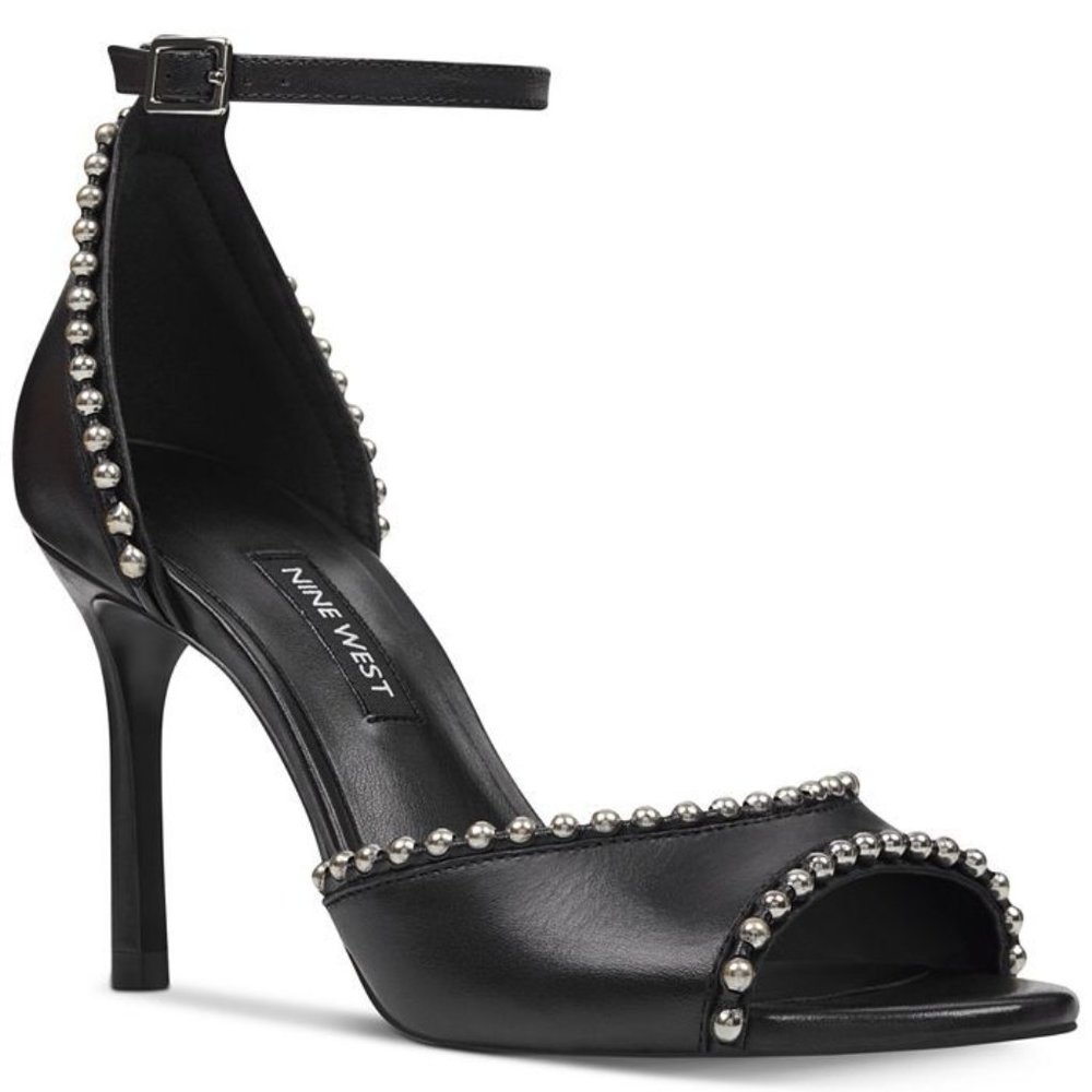 Nine West Jellint women’s open toe sandals heels 7.5 M Black *NEW IN BOX NIB*